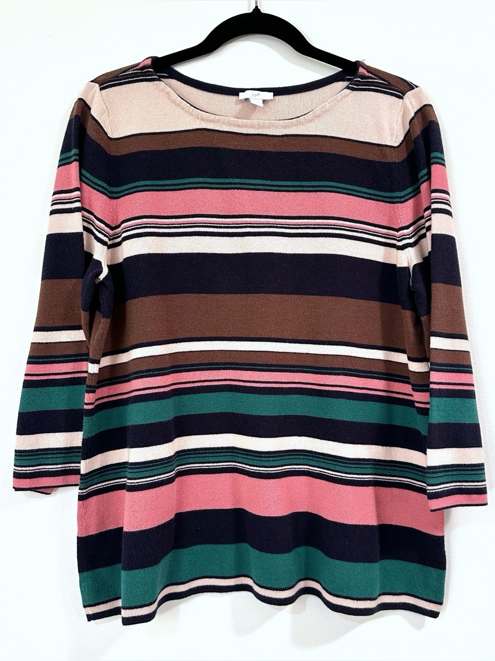 J. Jill Striped Multicolor Boatneck Top Size Large